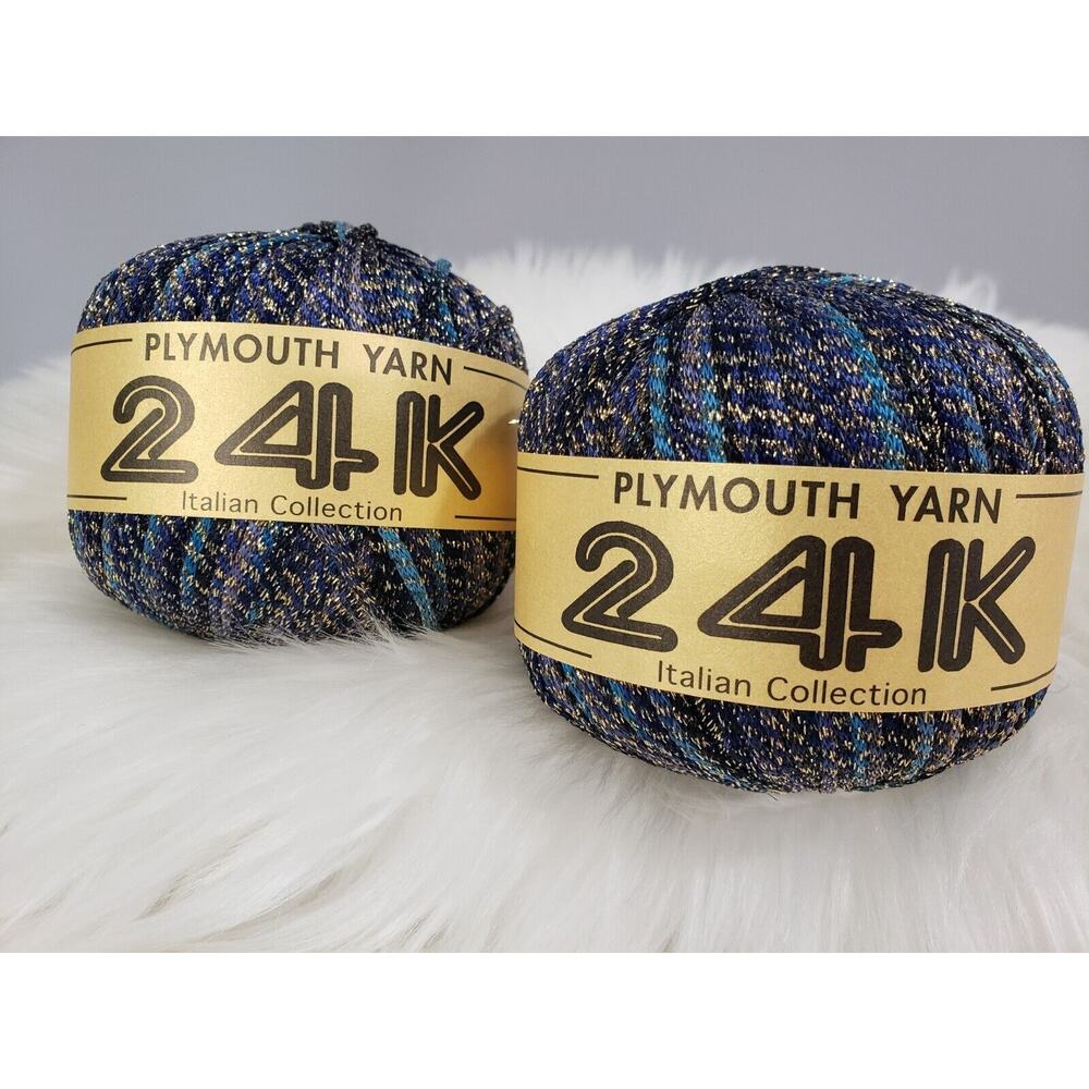 New Rare Lot 2‎ Balls Plymouth Yarn 24K Blue Hues Color 1371 SAME DYE LOT